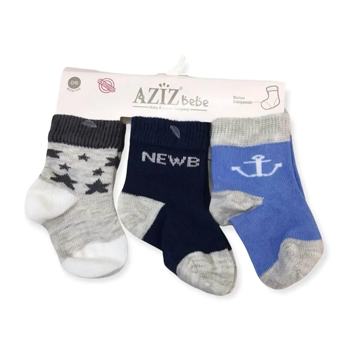Aziz Bebe Çorap Soket 3lü Kar Melanj