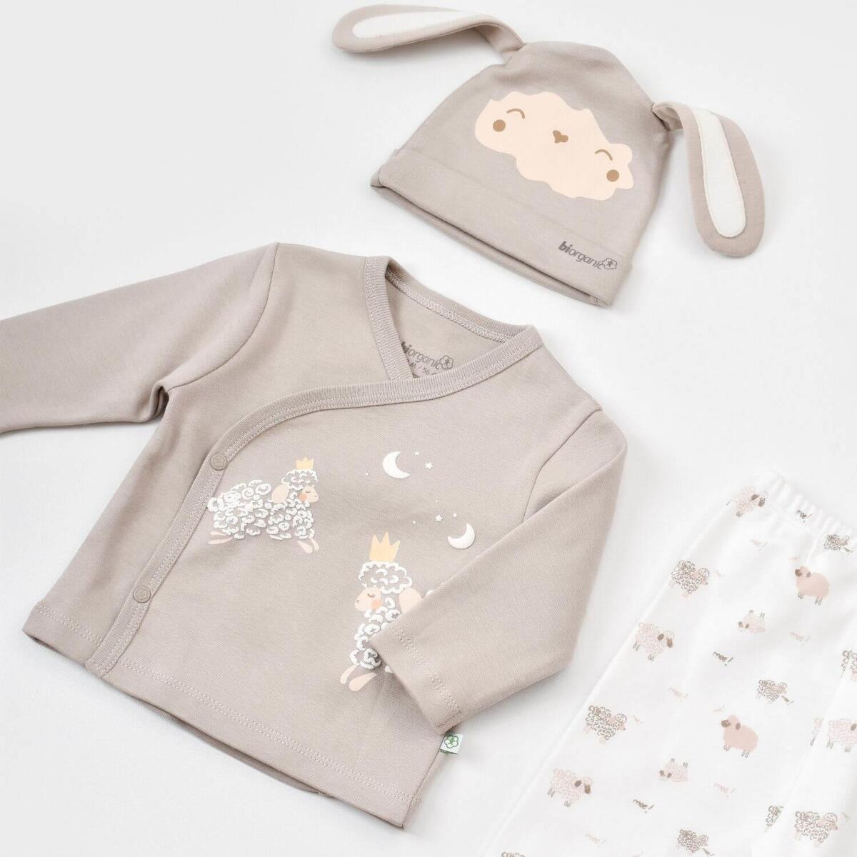 Bibaby Organik Zıbın Takımı 3lü Curly Sheep Bej