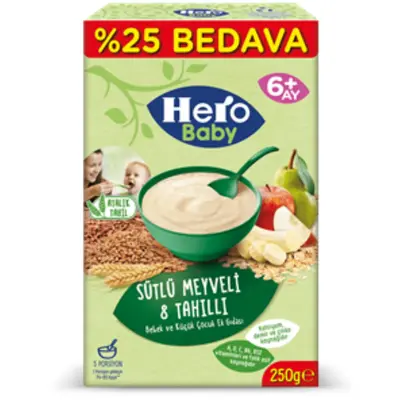 Hero Baby Kaşık Maması Sütlü Meyveli 8 Tahıllı 250 gr