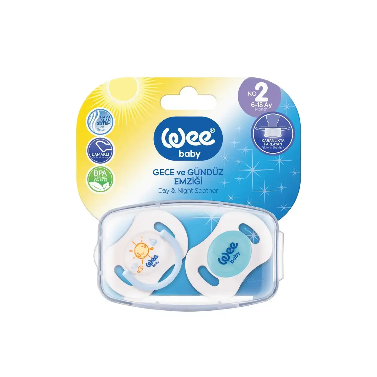Wee Baby Gece ve Gündüz Silikon Emzik 2li 0+ Ay