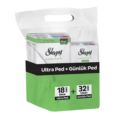 Sleepy Natural Ultra Ped Gece 18li + Günlük Ped Uzun 32li