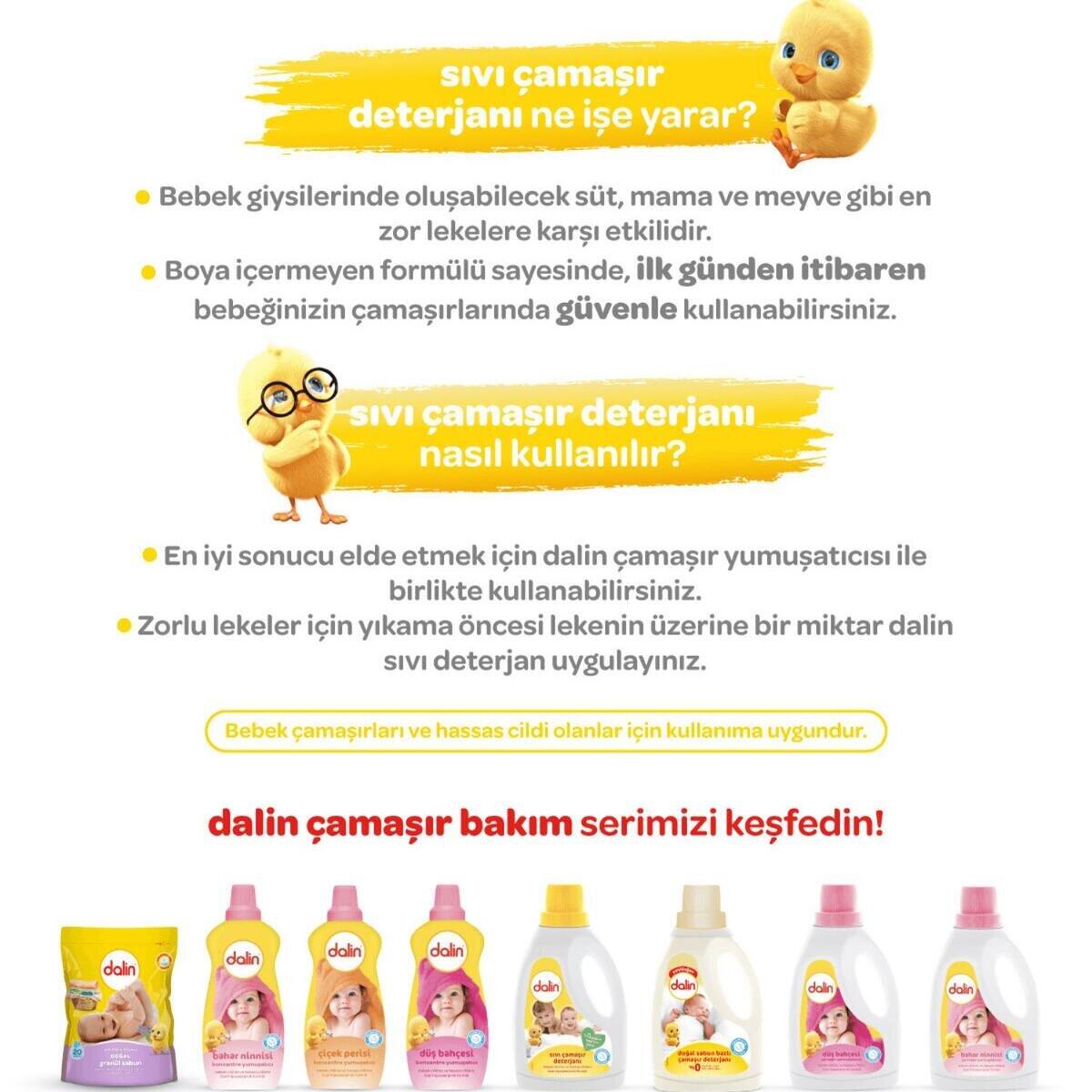 Dalin Sıvı Bebek Çamaşır Deterjanı 1500 ml x 3 Adet