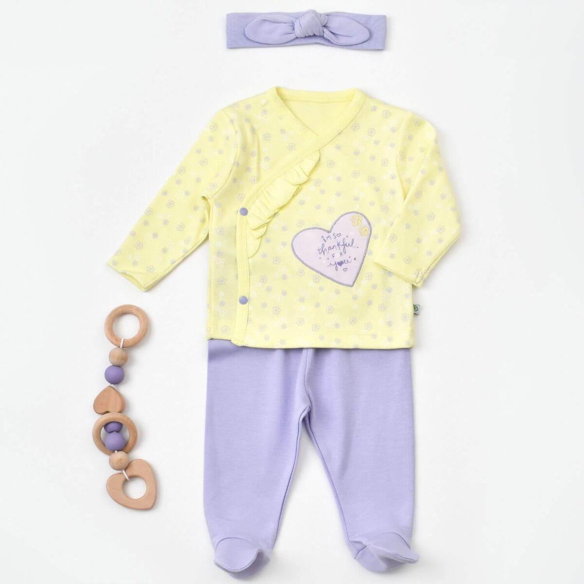 Bibaby Organik Zıbın Takımı 3lü Love You Baby Sarı
