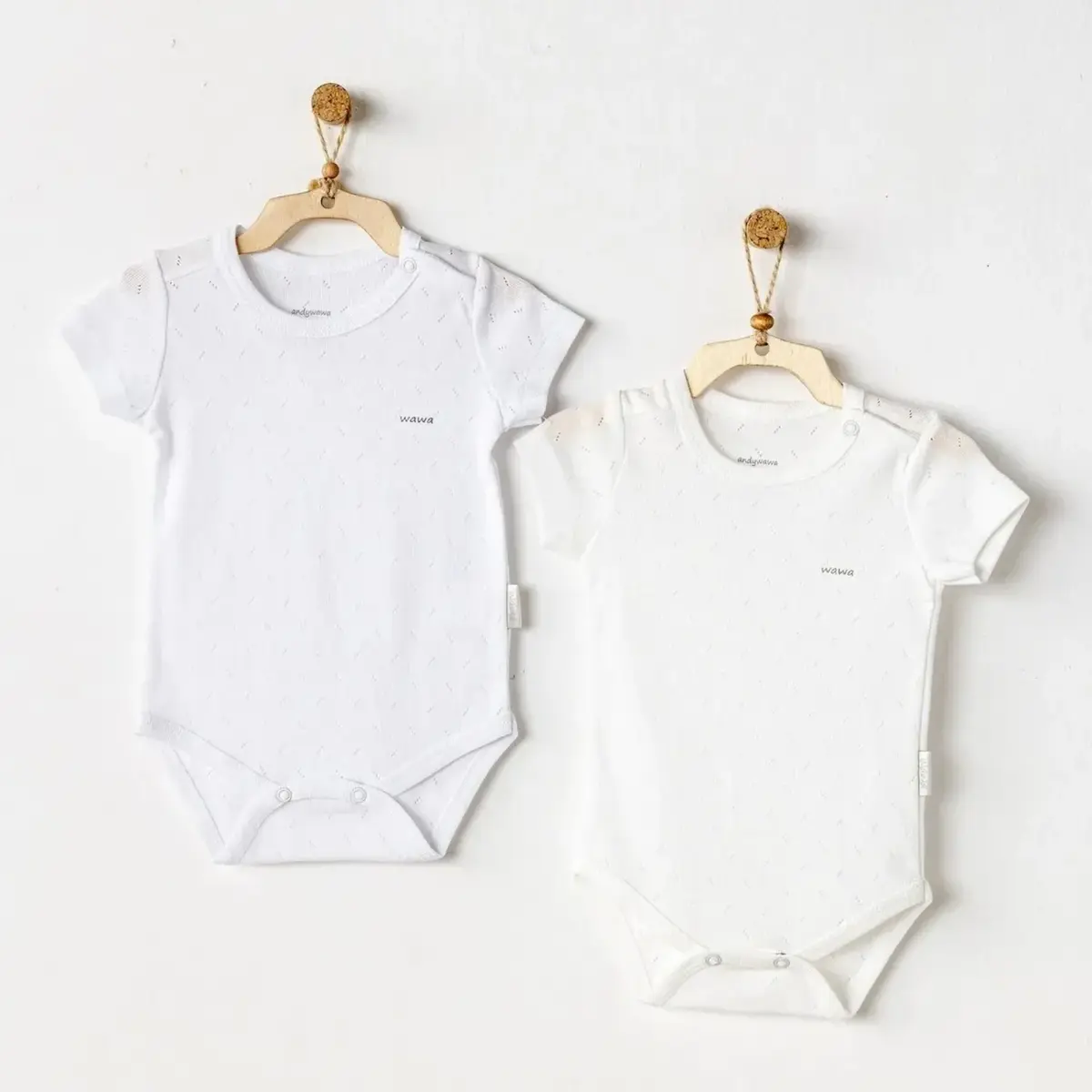 Andy Wawa Body Kısa Kol 2li Jacquard Basic Ekru - Beyaz Andy Wawa Body Kısa Kol 2li Jacquard Basic Ekru - Beyaz