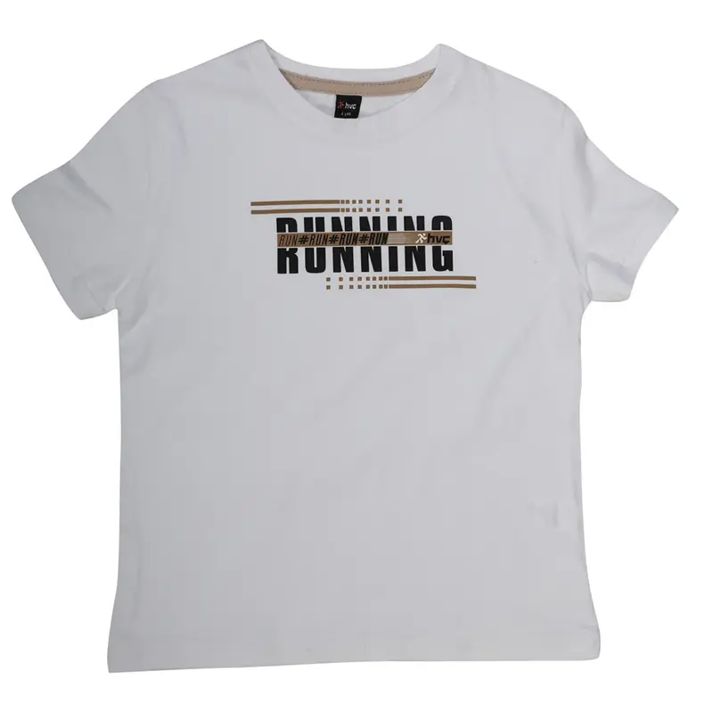 Hvc T-Shirt Run Baskılı Beyaz - Kahverengi