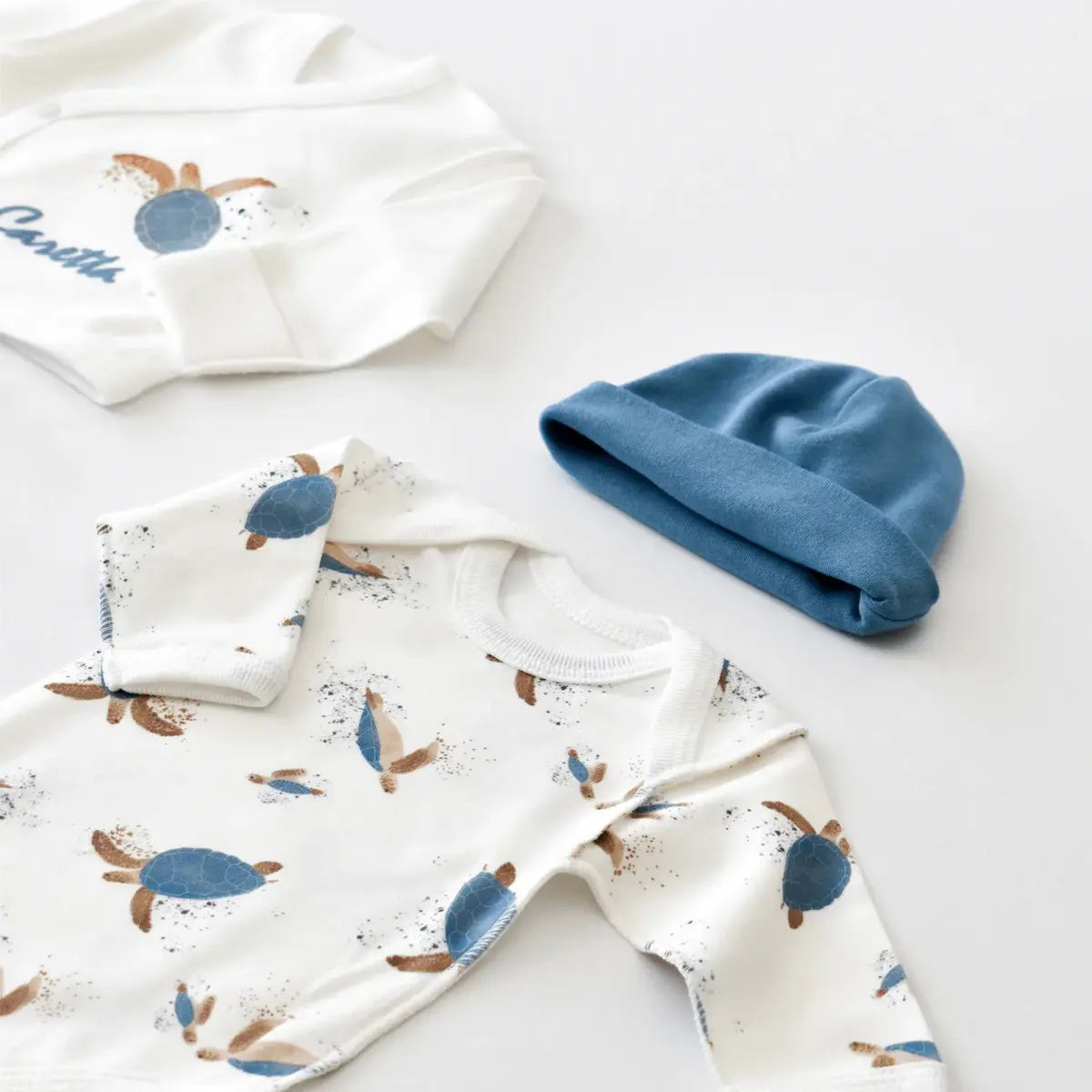 Bibaby Organik Zıbın Takımı Caretta In Live Prematüre Ekru - İndigo