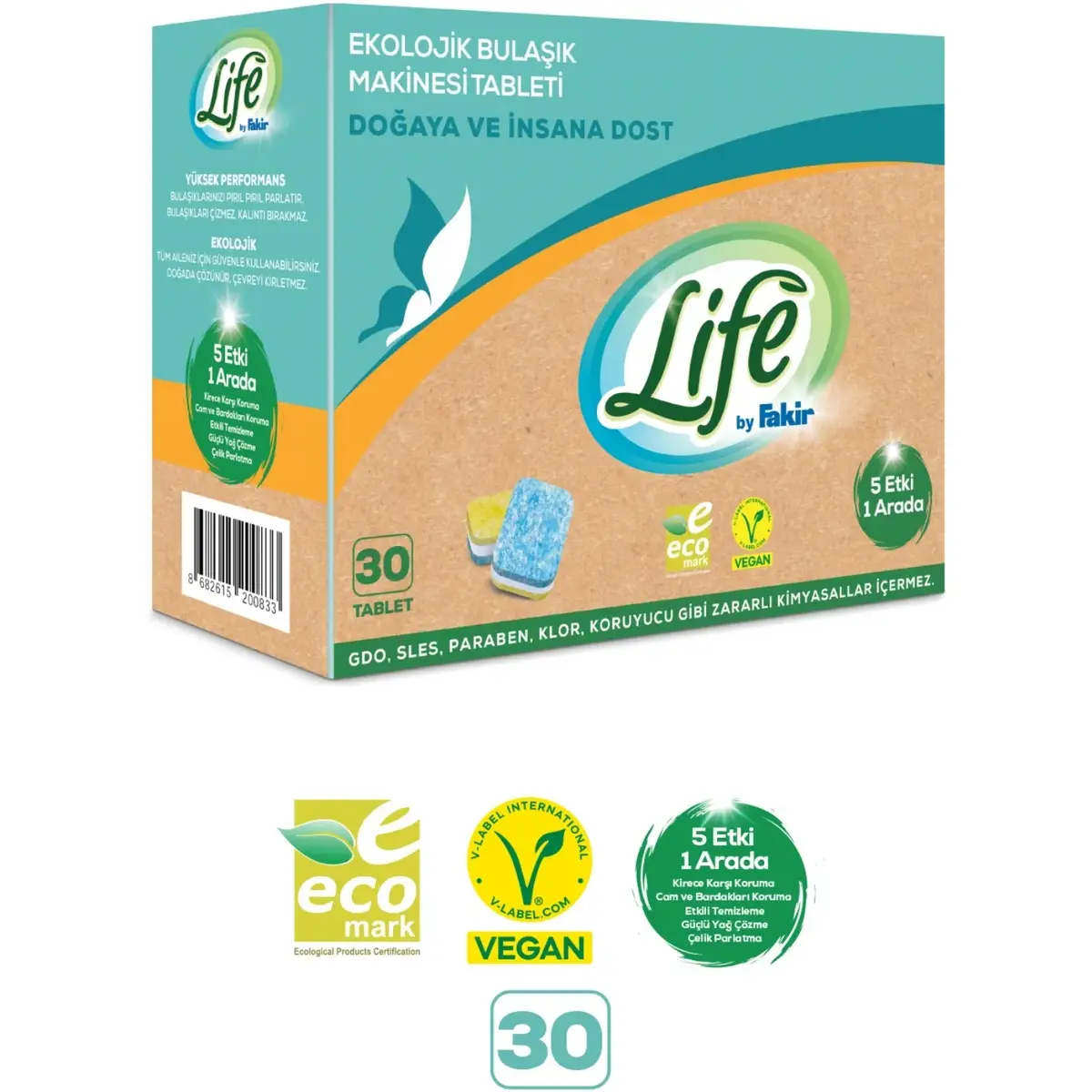 Life by Fakir Ekolojik Vegan Bulaşık Makinesi Tableti 30lu