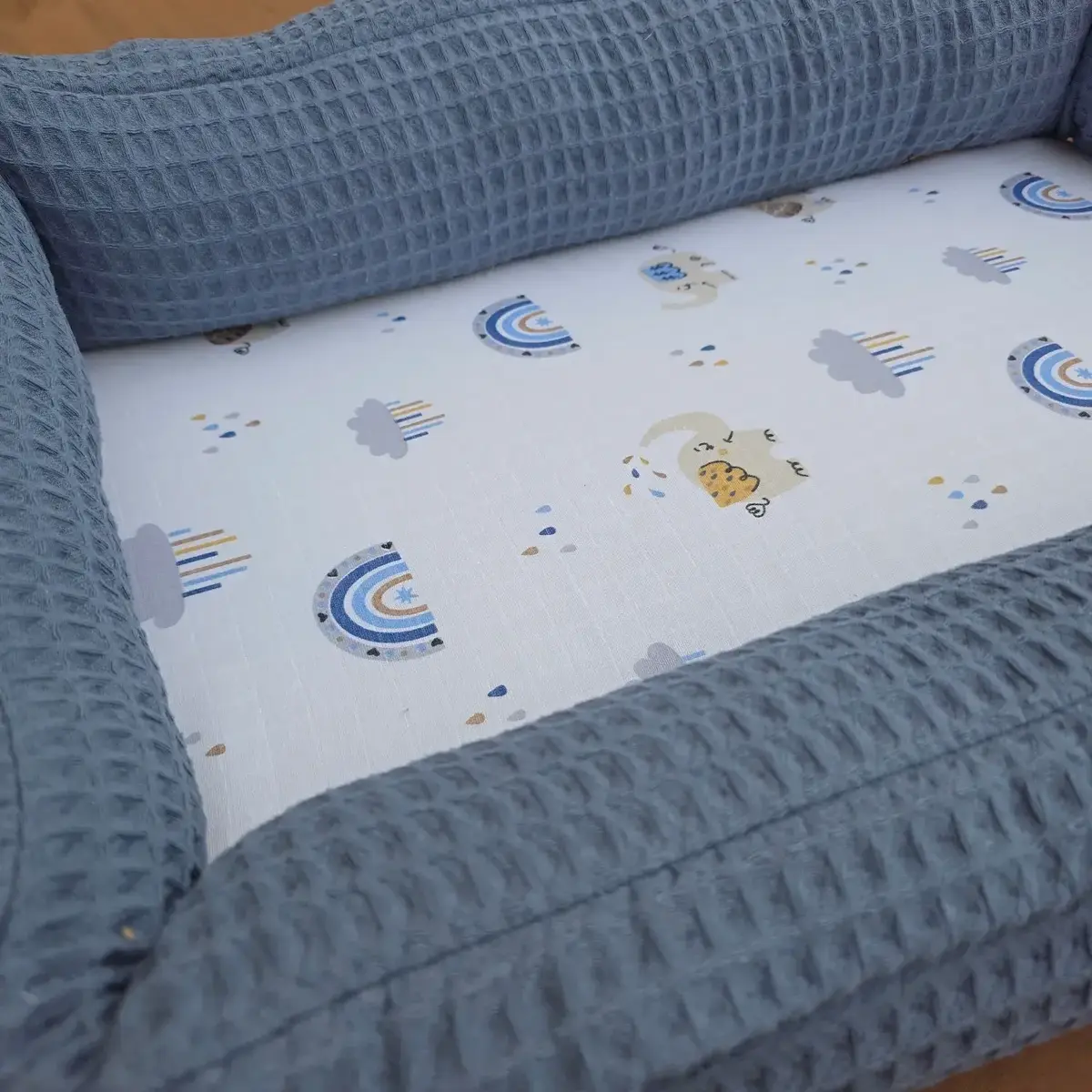 Bm Care Babynest Anne & Baba Yanı Yatağı Mavi Gökkuşağı