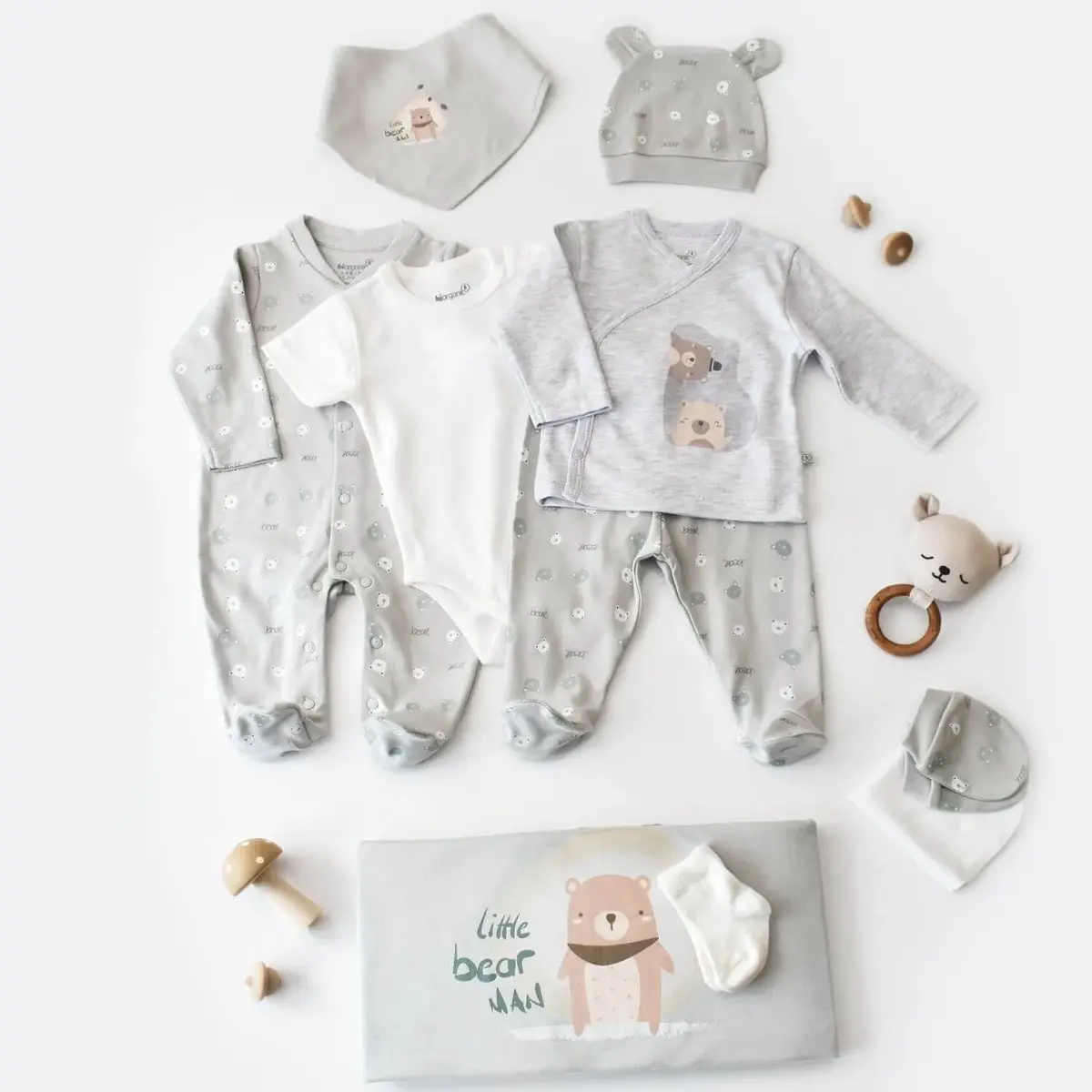 Bibaby Organik Hastane Çıkışı 10lu Hug Me Bear Kar Melanj