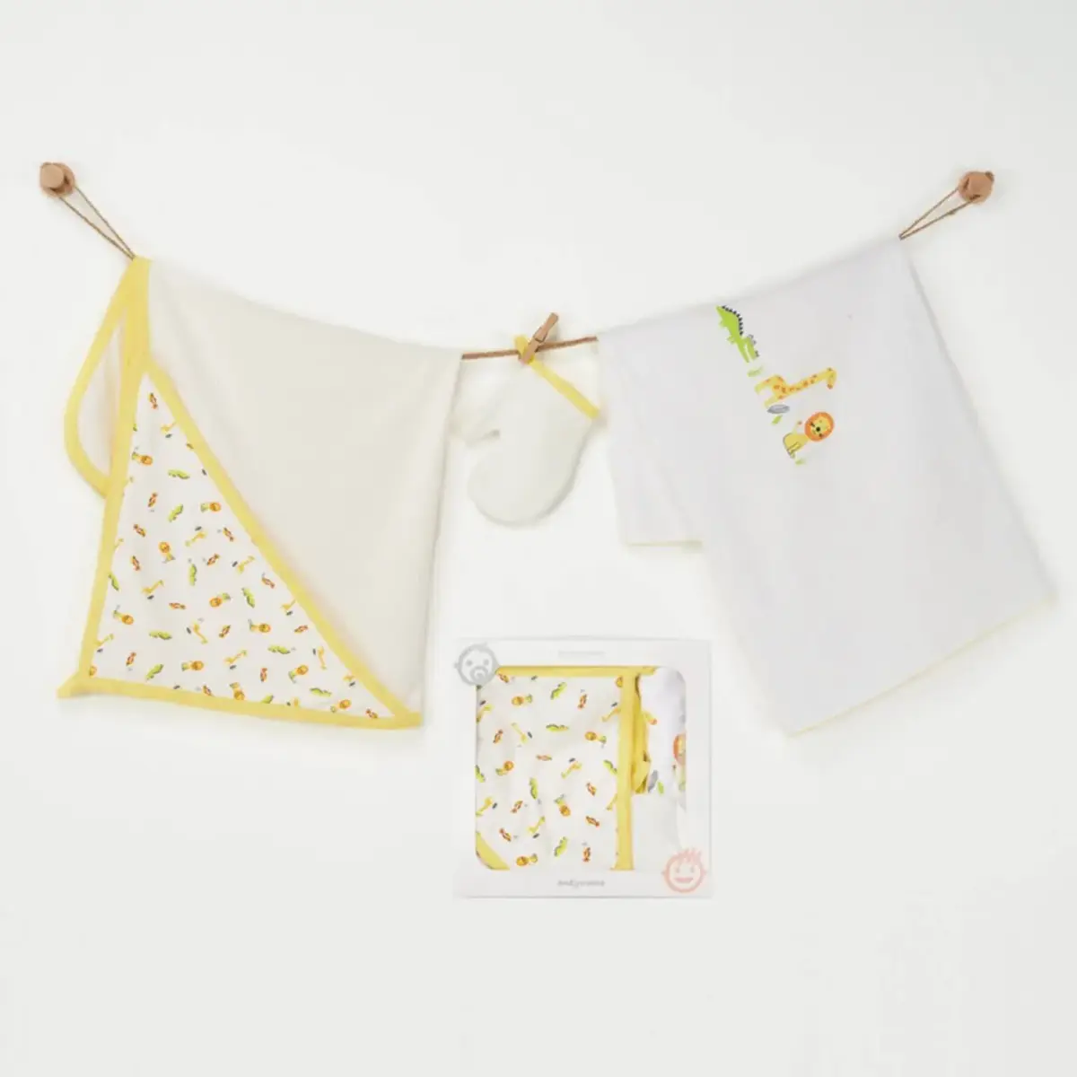 Andy Wawa Havlu Takım 3lü Müslin Cute Curocodile Ekru