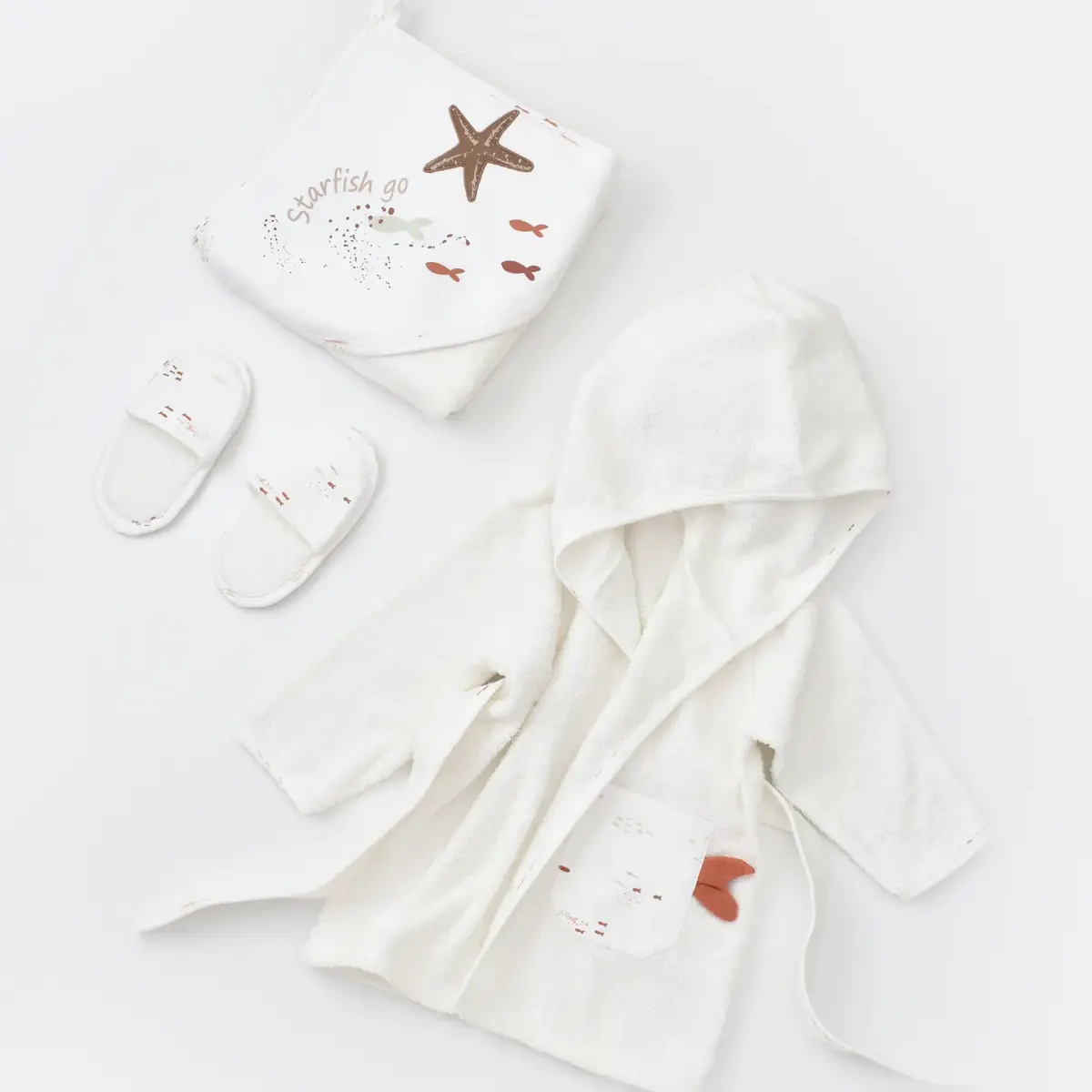 Bibaby Organik Bornoz Takımı Magic Starfish Latte