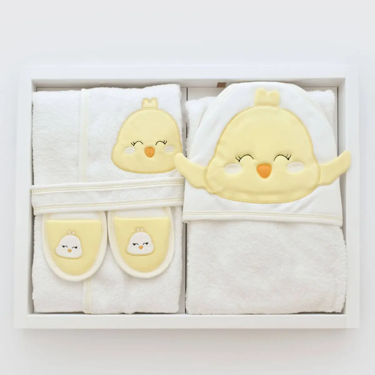 Bibaby Bornoz Takımı Smiley Bird Ekru - Sarı