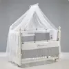 Meltem Kids Kral Beşik 60x120 cm Beyaz- Moon Gri