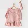 Andy Wawa Elbise Takım Organik Cotton Floral Pembe