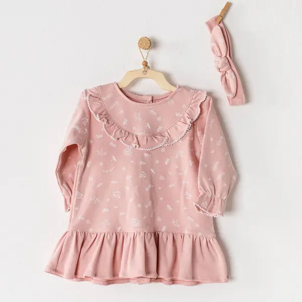 Andy Wawa Elbise Takım Organik Cotton Floral Pembe