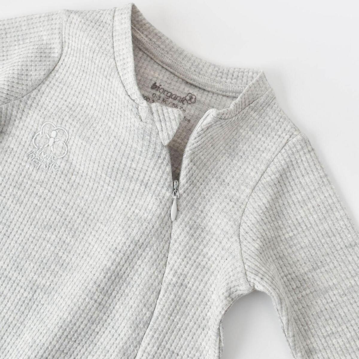 Bibaby Organik Tulum Fermuarlı Nature In Waffle Gri Melanj