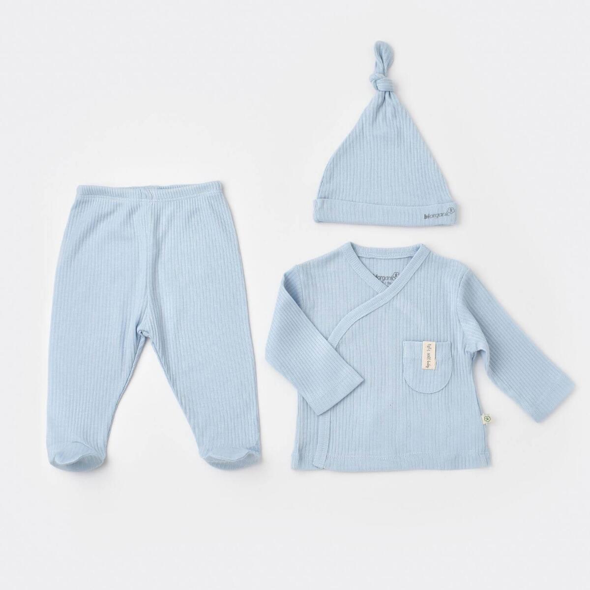 Bibaby Organik Zıbın Takımı 3lü Soft Modal Mavi