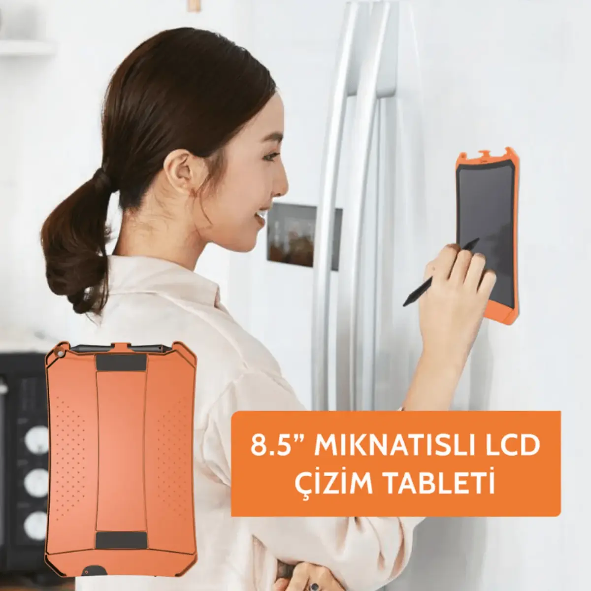 Wicue LCD Dijital Mıknatıslı Renkli Çizim Tableti 8,5" Turuncu