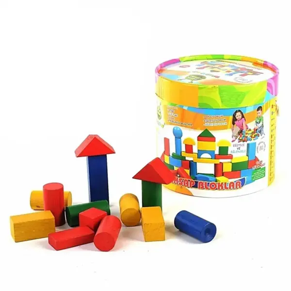 Woodoy Ahşap Blok Renkli 60 Parça