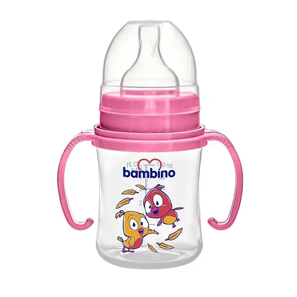 Bambino Silikon Emzikli Geniş Ağızlı Kulplu PP Biberon 150 ml Kuş 