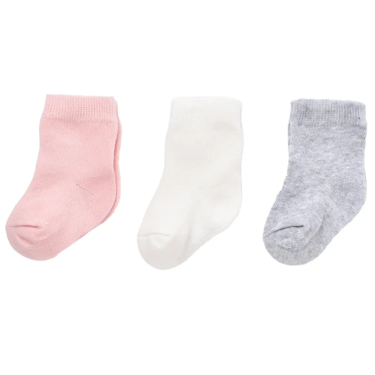 Bibaby Organik Çorap Soket 3lü Basic Pembe - Gri