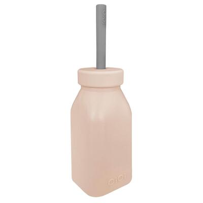 Oioi Silikon Şişe + Pipet 6+ Ay Bubble Beige - Powder Grey