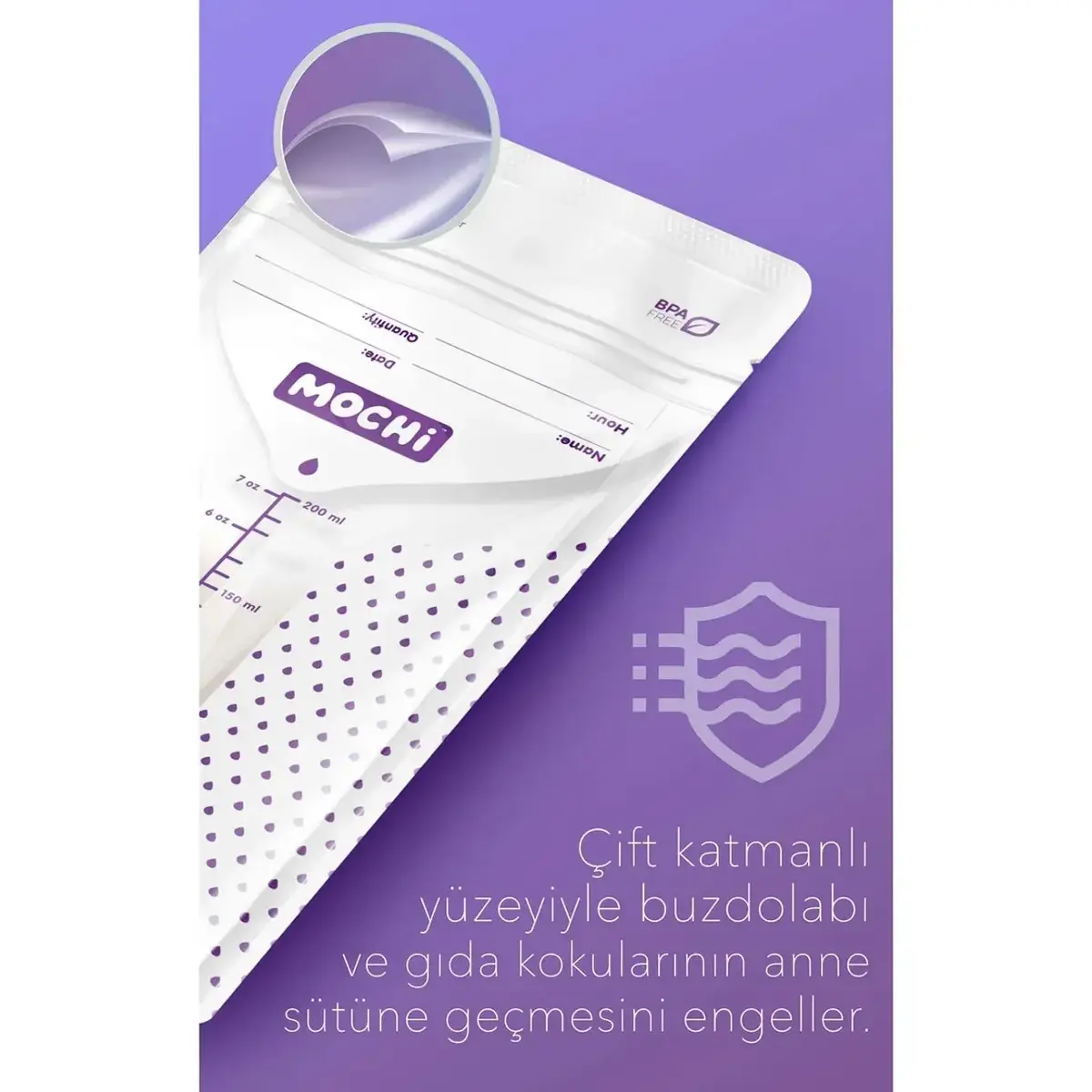 Mochi Anne Sütü Saklama Poşeti 200 ml 50li