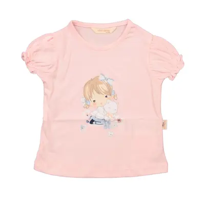 Mini Damla T-Shirt Kedili Kız Pembe