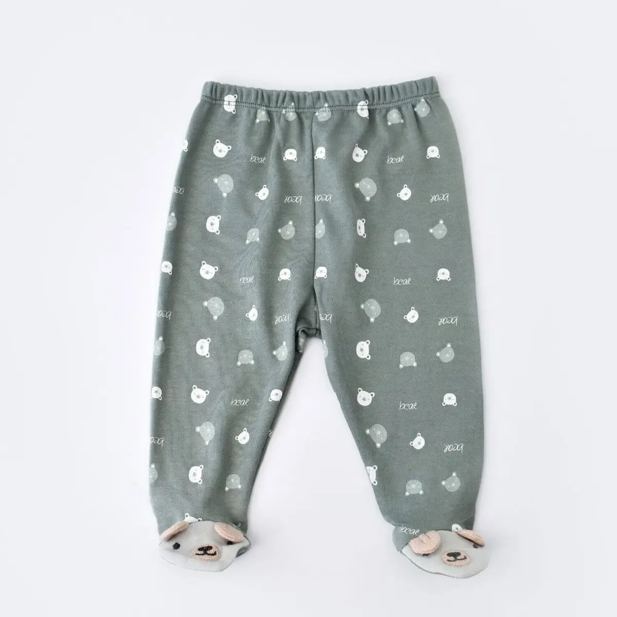 Bibaby Organik Pantolon Patikli Hug Me Bear Yeşil