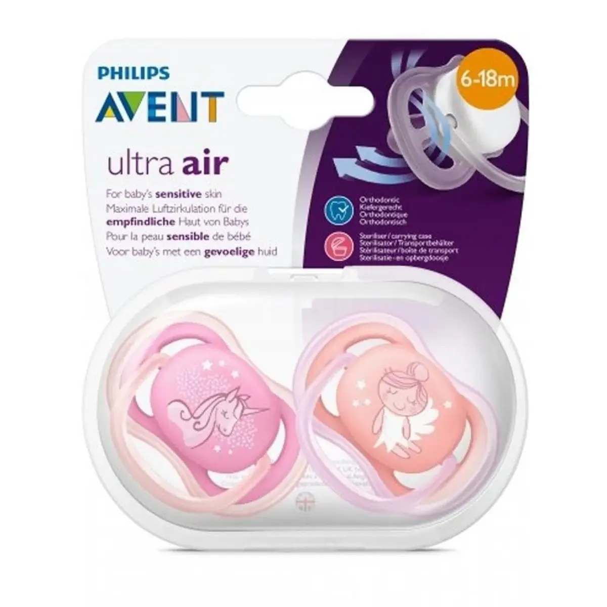 Philips Avent SCF345/22 Ultra Air Silikon Emzik 2li 6-18 Ay Desenli Kız