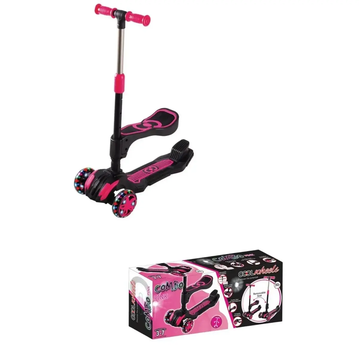Cool Wheels Combo Oturaklı Scooter Pembe