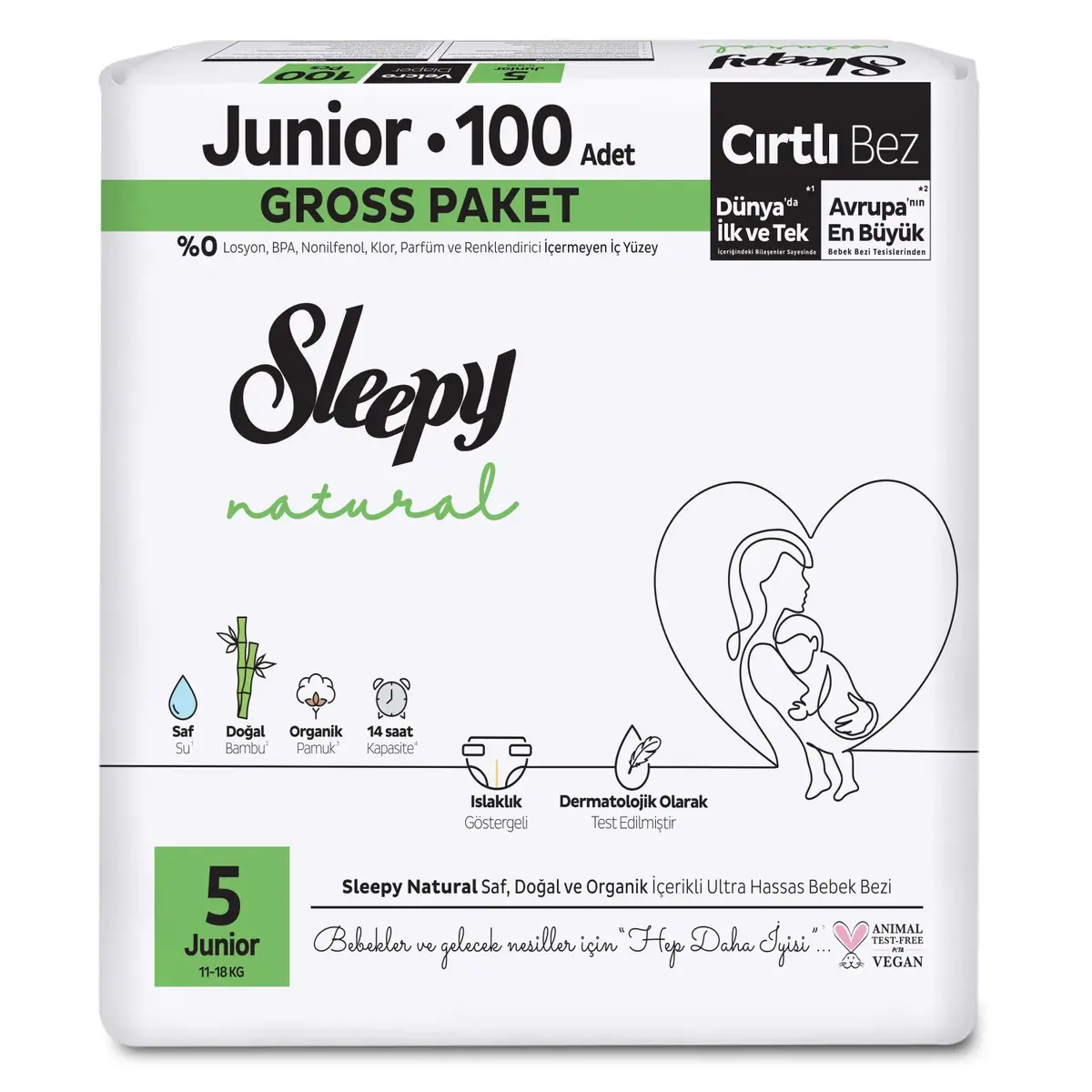 Sleepy Bebek Bezi Natural 5 Numara Junior 100lü Gross Paket Sleepy Bebek Bezi Natural 5 Numara Junior 100lü Gross Paket