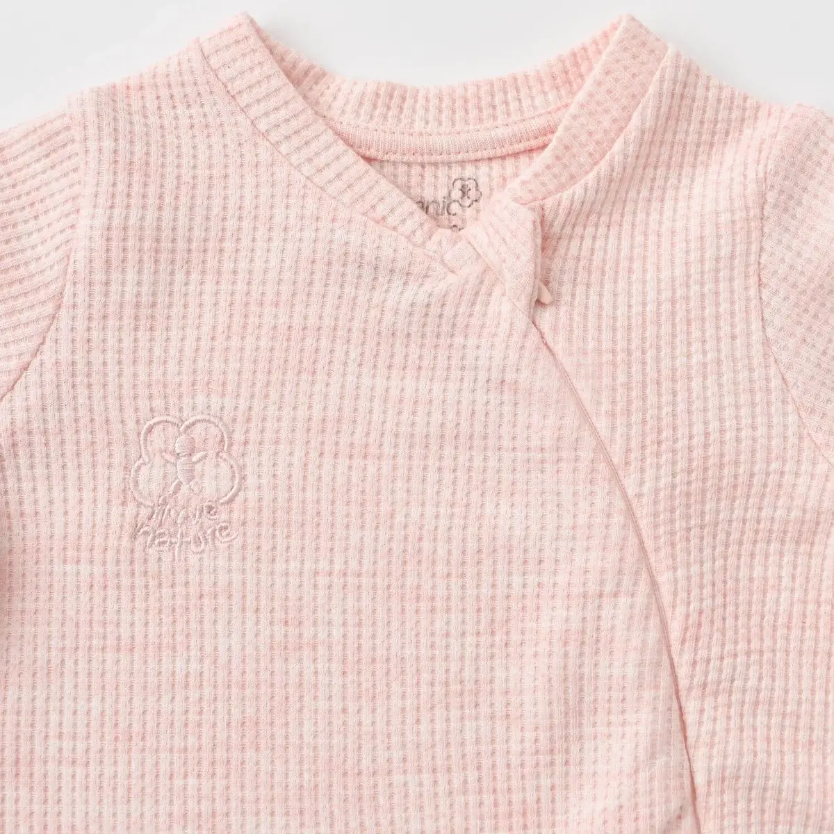 Bibaby Organik Tulum Fermuarlı Nature In Waffle Pembe Melanj