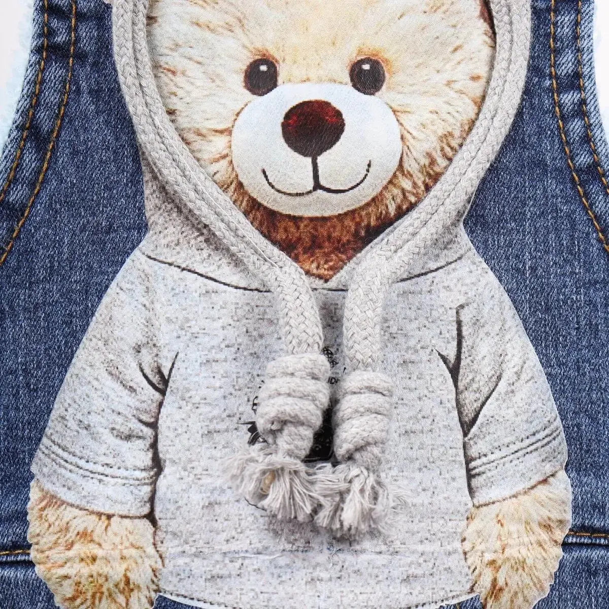 Overdo Salopet Welsoft Ayıcık Baskılı Mavi Denim