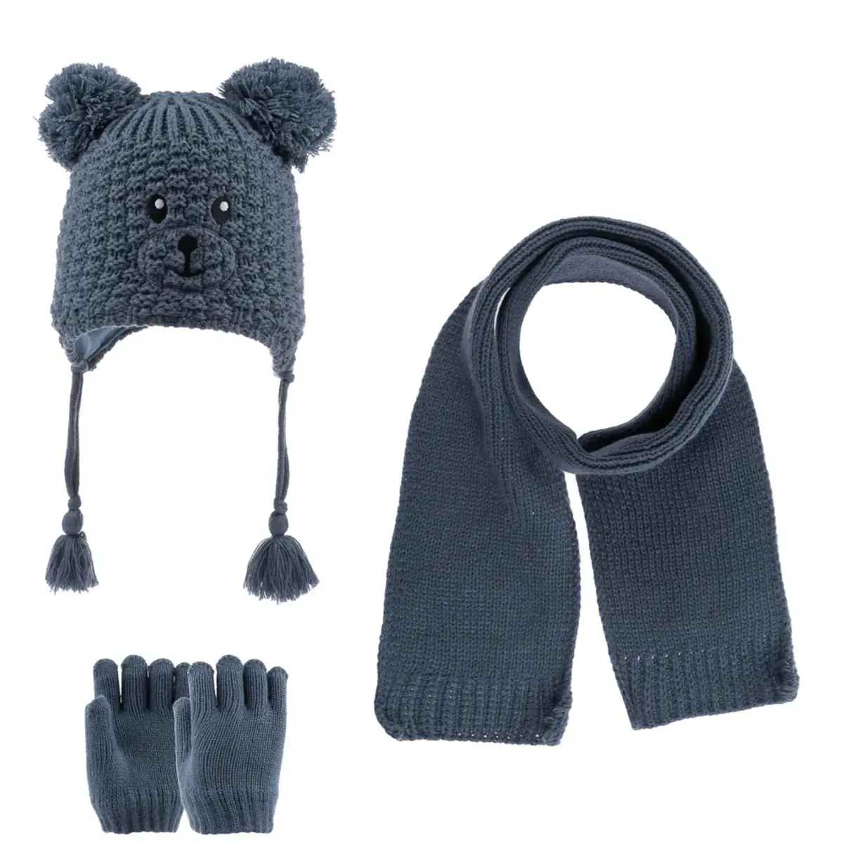 Kitti Atkı Bere Eldiven Takım Mavi Denim