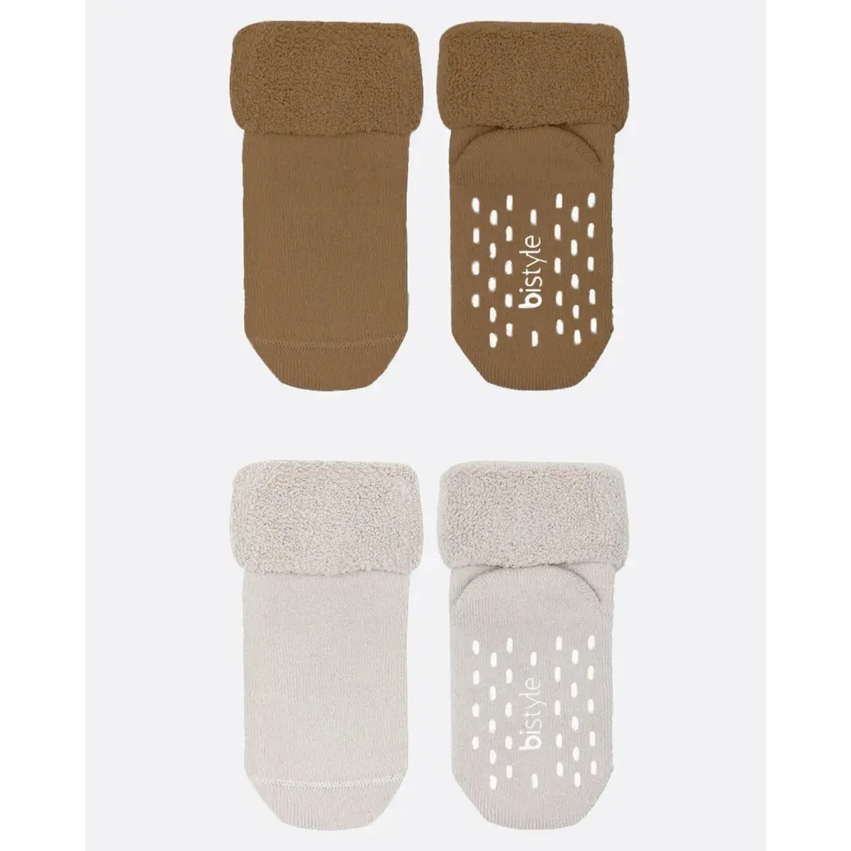 Bistyle Çorap Soket Havlu 2li Kaymaz Basic Boy Kahverengi - Natural