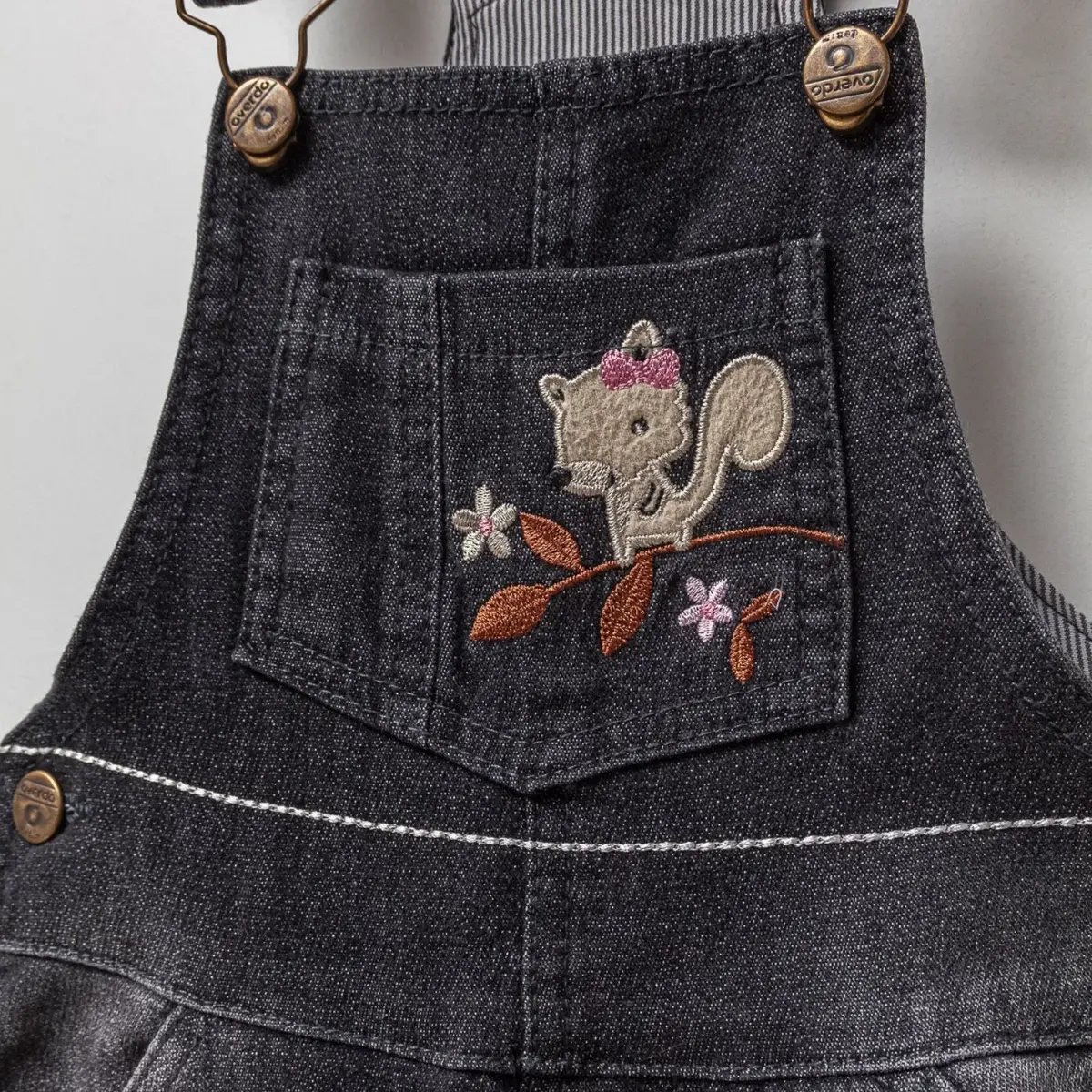 Overdo Salopet Kot Nakışlı Siyah