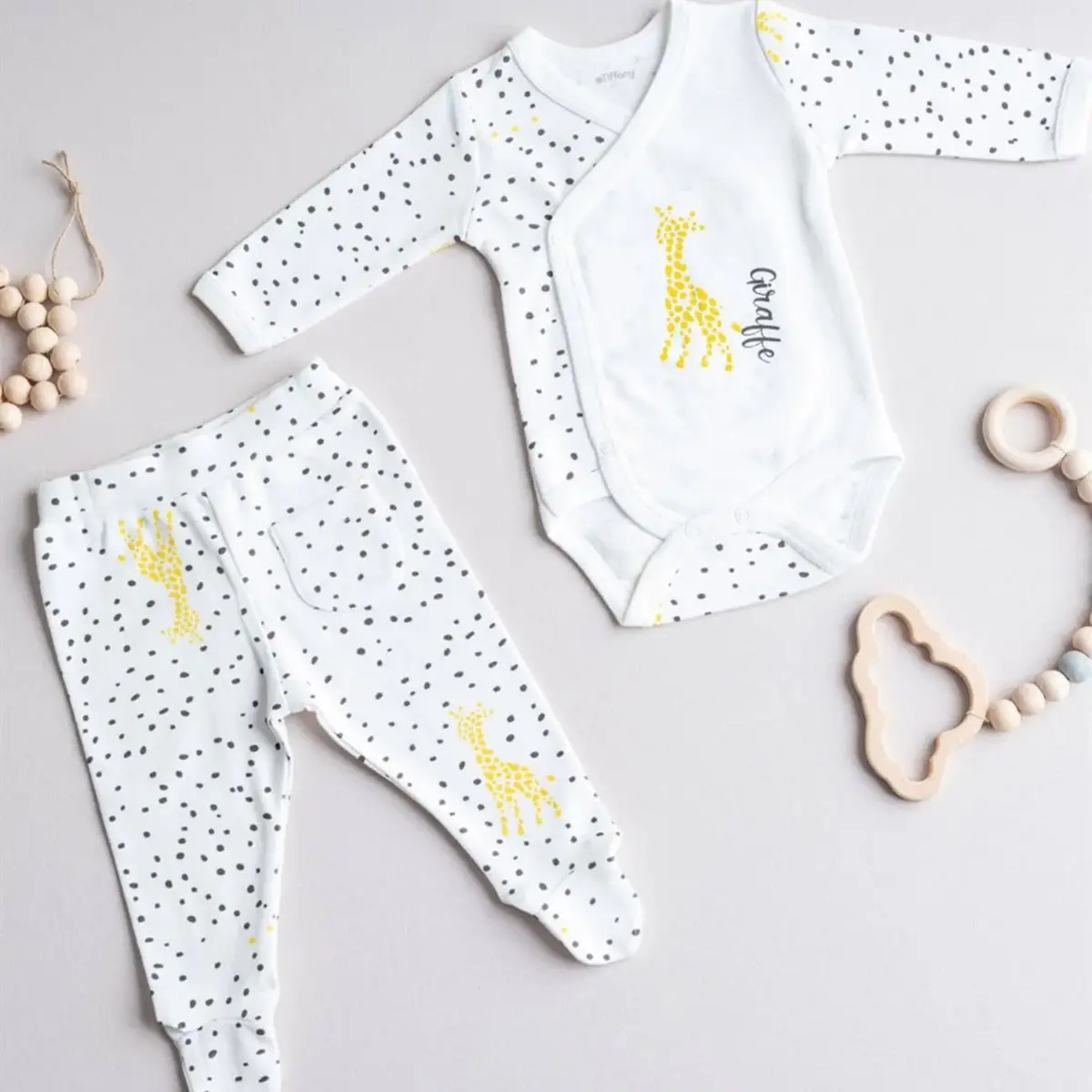 Tiffany Body Takımı Giraffe Theme Ekru