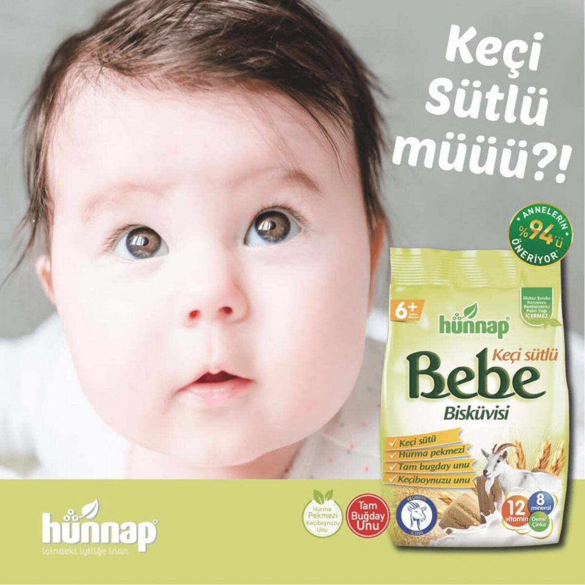 Hünnap Keçi Sütlü Bebek Bisküvisi 400 gr x2
