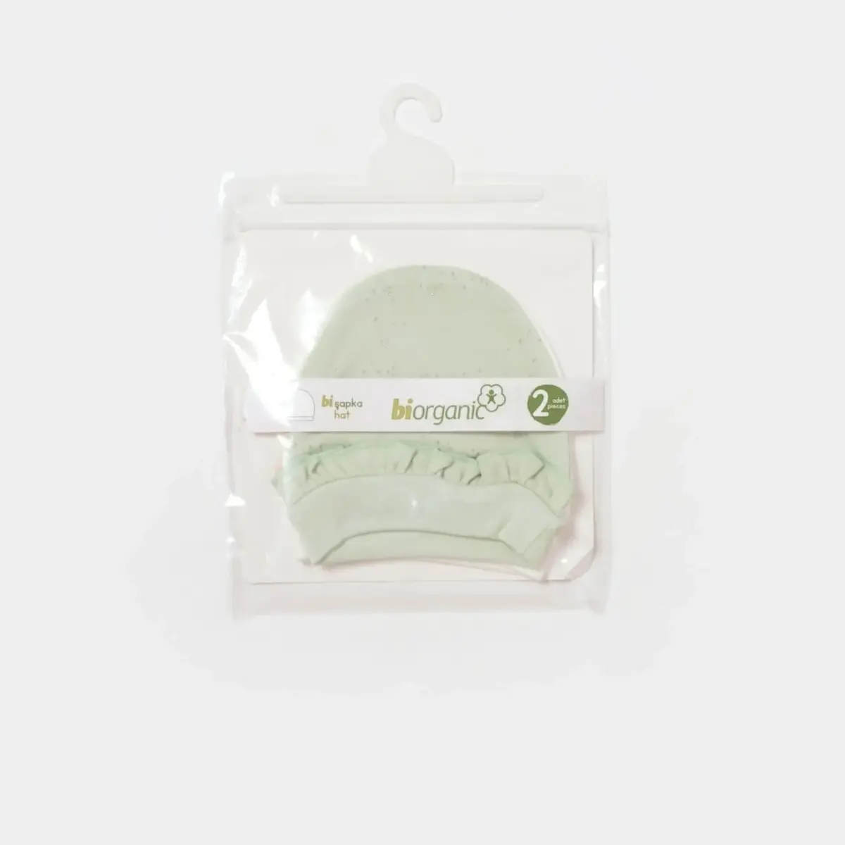 Bibaby Organik Şapka 2li Tiny Birds Ekru - Yeşil