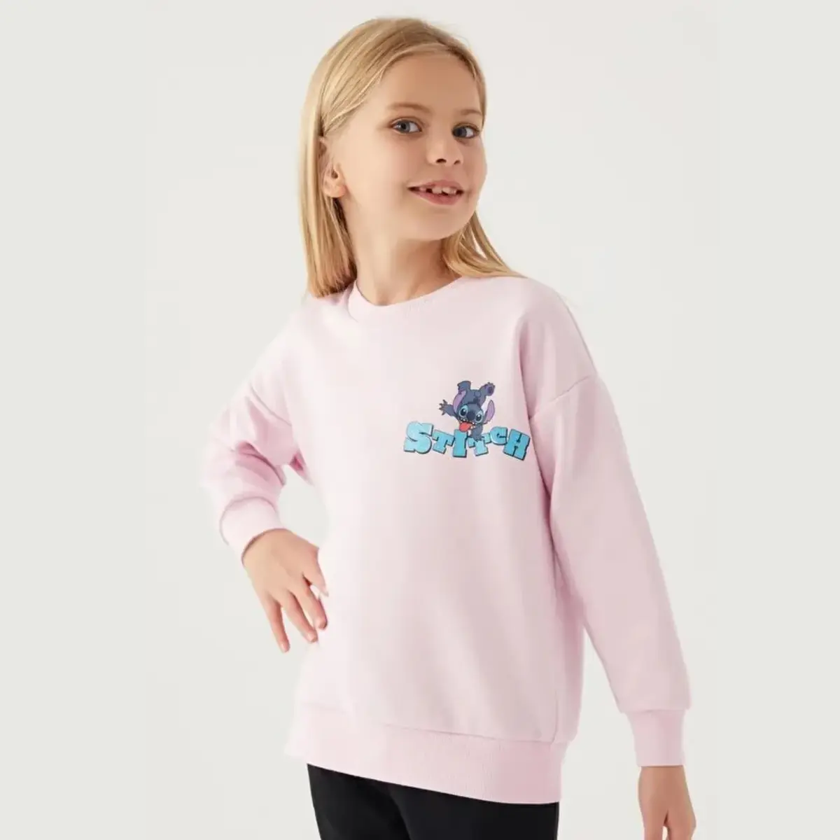 Stitch Sweatshirt Toz Pembe Stitch Sweatshirt Toz Pembe