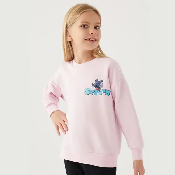 Stitch Sweatshirt Toz Pembe