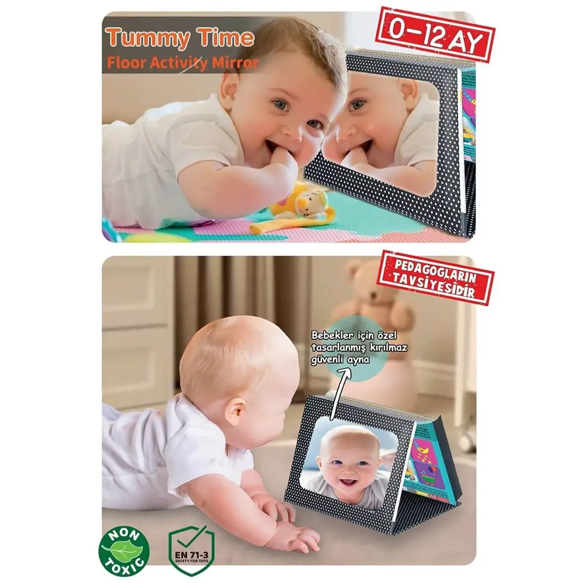 Tummy Time Karın Üstü Aktiviteli Aynalı Zeka Kartı