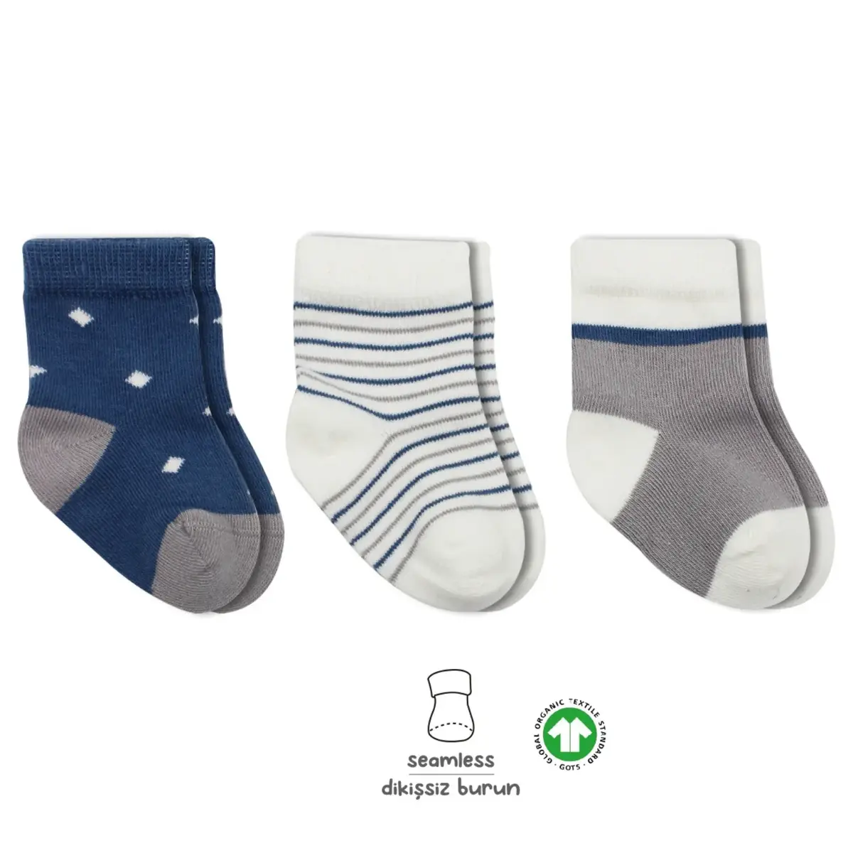 Bibaby Çorap Soket 3lü Bistyle Puan Penye İndigo
