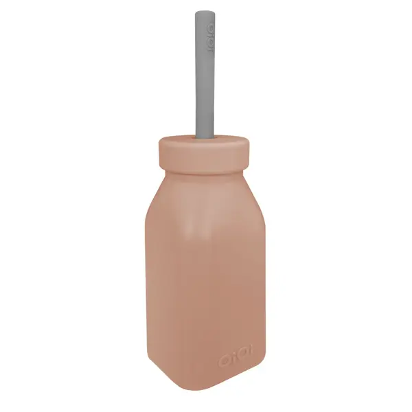 OiOi Şişe + Pipet 6+ AyWoody Brown - Powder Grey