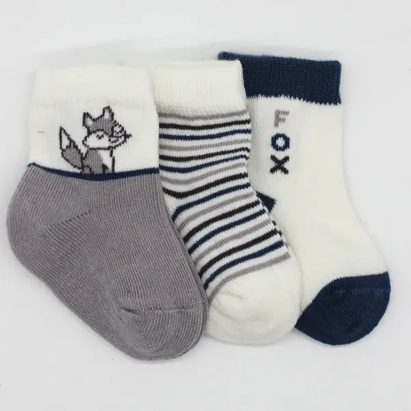 Bibaby Çorap Soket 3lü Bistyle Fox Penye Gri