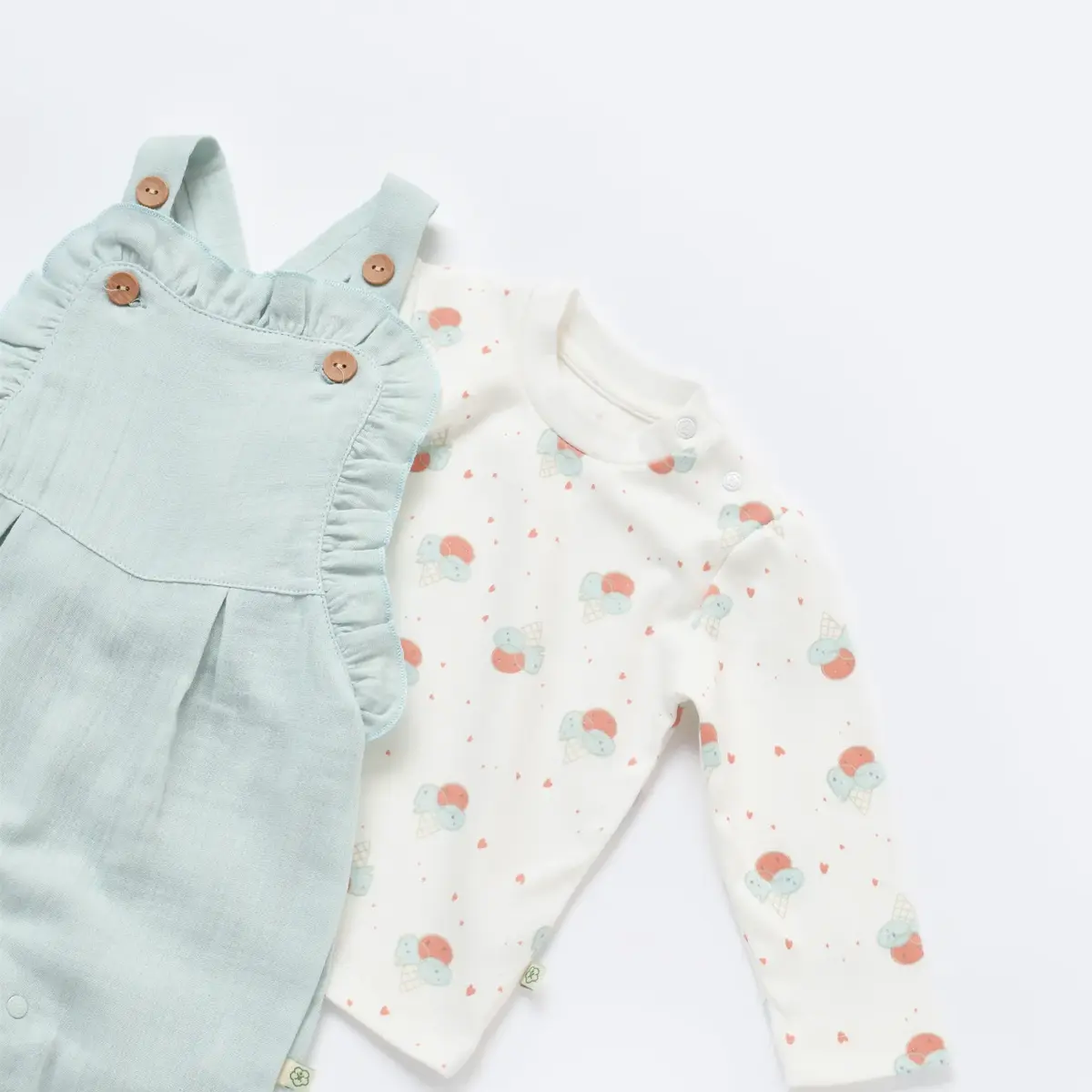 Bibaby Organik Salopet Tulum Pretty Ears Bunny Mint