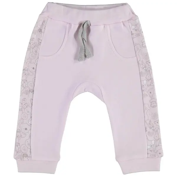Bibaby Organik Pantolon Patiksiz Lady Animals Ekru - Pembe