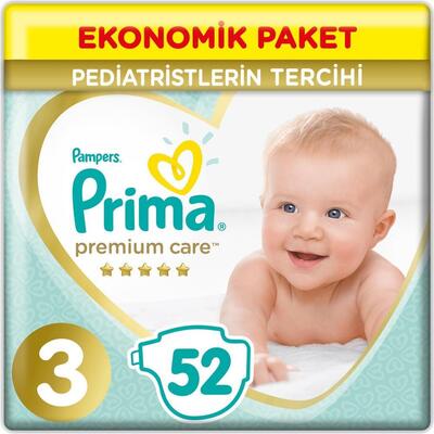 Prima Premium Care Bebek Bezi 3 Beden Midi 6-10 Kg 52li Ekonomik Paket