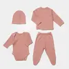 Bibaby Organik Zıbın Takımı 4lü Waffle Smile Prematüre Kırmızı - Kahverengi